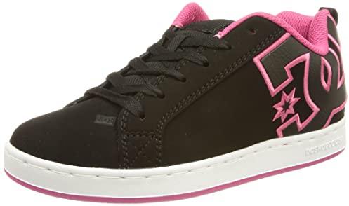 DC Shoes Femme Court Graffik Basket, Pochoir Noir et Rose, 40.5 EU