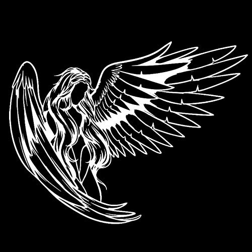 Auto-Aufkleber 18,8 * 14,4 cm Elegante Wunderschöne Mädchen Krieger Engel Engel Auto Aufkleber Silhoutte Design Aufkleber Schwarz/Silber Den Körper Bedeckend
