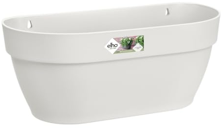 Elho Vibia Campana Mural 35 - Planteur pour Balcon & Extérieur - Ø 35.0 x H 14.8 cm - Blanc/Blanc Soie