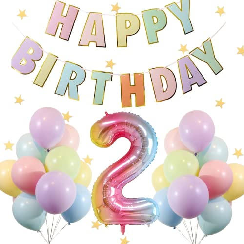 2 Jahr Geburtstagsdeko Luftballons Mädchen,Deko Geburtstag Mädchen,Geburtstagsdeko 2 Jahr Mädchen,2. Geburtstag mädchen,Macaron Luftballon 2. Geburtstag Mädchen zum Geburtstag Party Deko