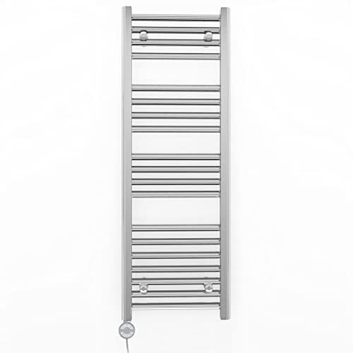 Myhomeware 400mm Wide Chrome Electric Bathroom Heated Towel Rail Thermostatic Warmer Radiator Precise Control (400 x 1000 mm (BTU: 1002))