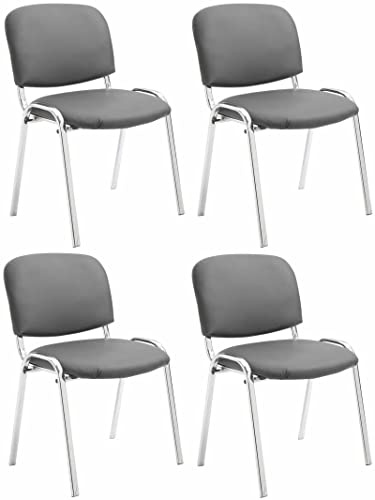 CLP 4er Set Stühle Ken Chrom Kunstleder I Gepolsterte Sitze I Stapelbar | Farbe grau