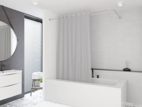 probath Rideau de douche PEVA Gris clair 120 x 220 cm avec anneaux - Surlongueur