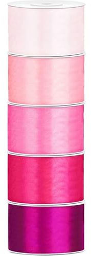 Satin Geschenkband 38mm 5 Farben je 25m lang rosa pink Schleifenband Geschenkverpackung Geburtstag Hochzeit Weihnachten Ostern