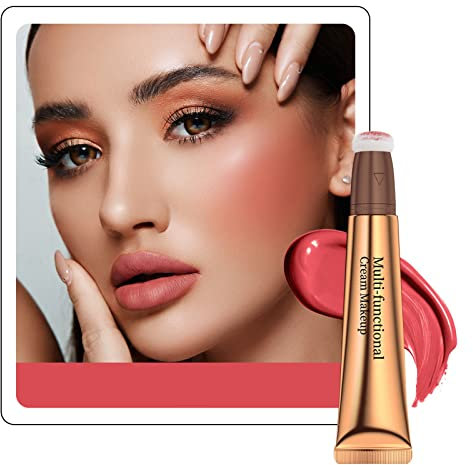 Ofanyia Blush Beauty Wand, Liquid Face Cream Blush Stick with Cushion Applicator, Natural Matte Finish Blusher Stick, Lightweight Blendable Super Silky Cream Blush Stick (04# Peach Blush)