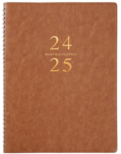 Monatsplaner 2024–2025 – 18 Monatskalender von Juli 2024 bis Dezember 2025, 22,6 x 29,6 cm, 15 Notizseiten, weicher Ledereinband, perfekter Organizer