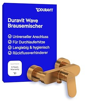 Duravit Wave Duscharmatur Aufputz für 1 Verbraucher, Badewannenarmatur mit Rückflussverhinderer, Einhebel-Brausemischer mit Keramikmischsystem, Bronze Gebürstet