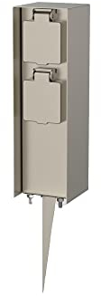 Novatool 1x Steckdosensäule 2-Fach Silber gebürstet Edelstahl eckig IP44 mit Erdspieß Steckdose Garten Gartensteckdose Outdoor Steckdosensäule Aussen Steckdosenturm