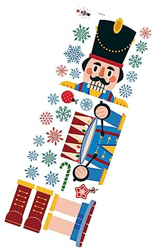 HOMSFOU Christmas Nutcrackers Wall Stickers Nutcracker Window Decals Large Nutcracker Christmas Decor Snowflakes Christmas Wall Decorations Porch Sign Clings for Xmas Decor