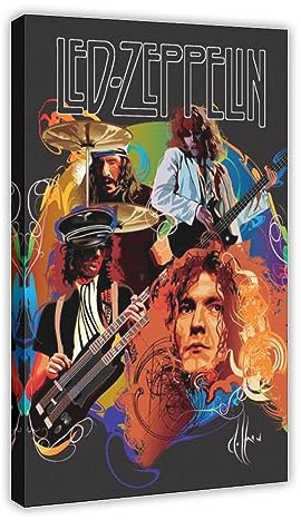TONFON LED-Poster & Zeppelin Englische Rockband, Wandkunst, Deco, Poster, Schlafzimmer, Dekoration, Sport, Landschaft, Büro, Raumdekoration, Geschenk, Rahmen-Stil, 20 x 30 cm