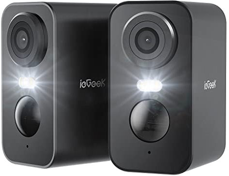 ieGeek No Monthly Fee 2K Wireless Security Camera Outdoor Colorful Night Vision, Rechargeable Battery CCTV Camera Systems, WiFi Home Security Camera, Motion Detection, Siren Floodlight,2 Pack/2PCS Set