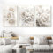DLKAJFK Moderne Wandmalerei Plakat Set, Natürliche Landschaft Strand, Schilfblätter, Weiße Rosen, Leinwanddruck, Hintergrund Wanddekoration Plakat Set, Rahmenlos (Weiße Blüten,3Pcs-50x70cm)