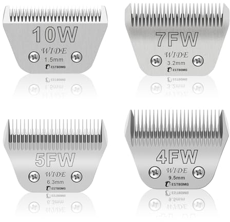 BESTBOMG Lame Large de Rechange 10W+7FW+5FW+4FW pour toilettage de Chien, Compatible avec Les tondeuses pour Chiens Heiniger/Moser Max45/Andis/Oster A5, Longueur de Coupe 1,5 mm-9,5 mm