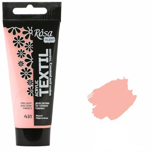 Krevo Art Stoffmalfarben Stofffarben Waschfest Textilfarbe pfirsich Acrylfarbe Wasserbasis | 60ml Tube | Textilfarbe waschmaschinenfest zum Fixieren | Deckend für helle und dunkle Stoffe