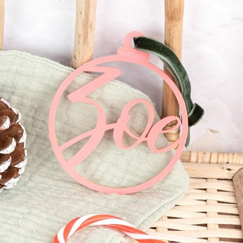 Wanapix | Weihnachtskugel aus Acrylglas mit Namen | Christbaumkugeln Personalisierte | Weihnachtsdekoration | Runden - 8 cm | Rosa