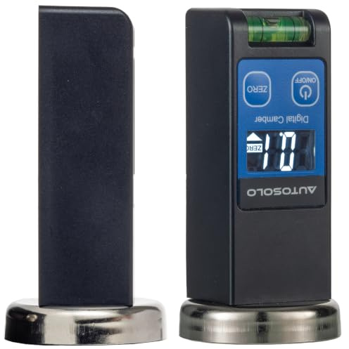 AutoSolo Digital Camber Castor Gauge -90 to +90 Degree Range - LCD Display, Magnetic Base, Home Garage Wheel Alignment Tool