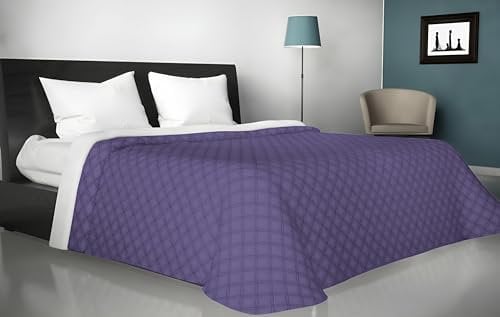 Viterbo Biancheria Trapuntino - Copriletto Quilt - Primavera Estate - Valentina - Letto Singolo - Matrimoniale - Tinta Unita - Doubleface - MADE IN ITALY (Matrimoniale, (881), Viola)