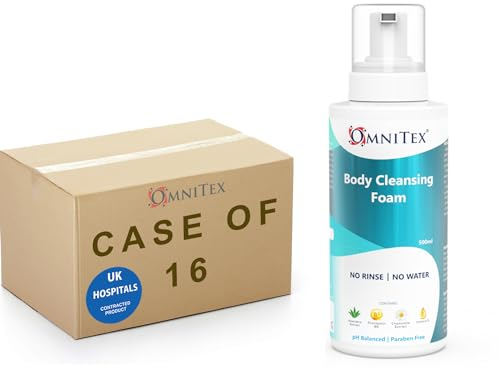 Case Saver 16x 500ml Omnitex Rinse Free Body Cleansing Foam | With Herbal Oils & Vitamins | No Water - No Rinse Body Wash | No Parabens, Latex Free, Alcohol Free | Dermatologically Tested