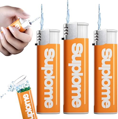 3 Stück Feuerzeug Wasser Spritzt Prank Wasser Feuerzeug Funny Toy Water Water Spray Lighter Prank Wasserspritzen Feuerzeug Streichfeuerzeug Wasserpistole Streich Geburtstagsgeschenk (Orange)