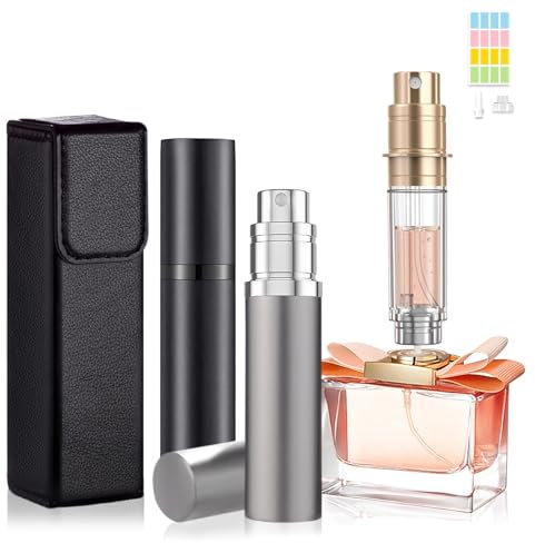Parfümzerstäuber Nachfüllbar, 5ml Parfüm Abfüller, Parfum Flakon Leer Reise Parfümzerstäuber, Parfum Zerstäuber für Unterwegs, Mini Zerstäuber Parfüm Parfümflaschen Leer für Reise (Schwarz & Grau)