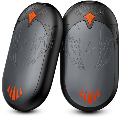 Hand Warmers Rechargeable 2 Pack, 2 in 1 Electric Handwarmers Reusable, Hand Warmer 24 Hrs Warmth 3 Levels Heat Portable Pocket Heater, Double-Sided Heating Warmers Great for Winter Gift - Grey
