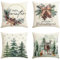 HuaMuDM Kissenbezüge, Zierkissenbezug, 4er Set Weihnachten Kissenbezug, Dekorative Kissenhülle, Kissenbezug Weihnachtsmotiv, Kissenbezüge Dekokissen Leinen, Kissenhüllen für Deko Weihnachten