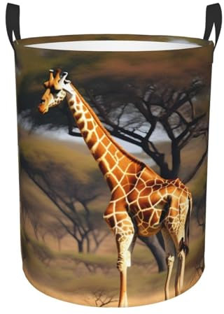 Afrika Giraffe Majestätischer Baum Druck Wäschekörbe Wäschekorb Kleidung Aufbewahrung Eimer