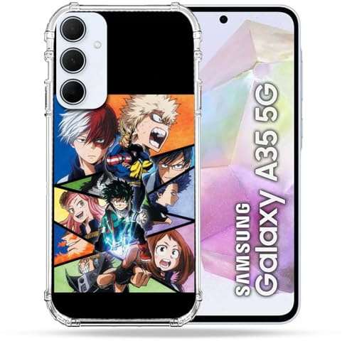 Cokitec Verstärkte Schutzhülle für Samsung Galaxy A35 5G Manga My Hero Academia, Schwarz
