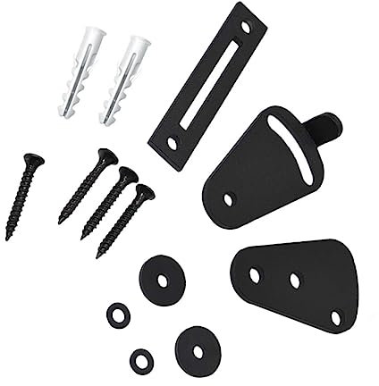 Hoement 13pcs Black Matte Barn Door Lock Set Sliding Wood Latch Privacy Lock for Interior Wooden Pocket Doors Carbon Steel Material