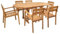 Endorphin Gartenmöbel Set Holz - 7-teilig - unbehandeltes Teakholz - 1 Tisch + 6 Stühle stapelbar - Gartentisch Wetterfest für Außen - Gartengarnitur Set mit Ausziehtisch