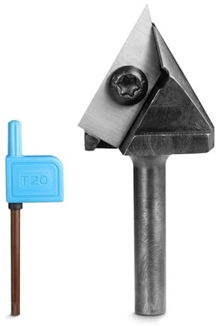SainSmart Genmitsu - Broca de enrutador de ranura en V de 60 grados, vástago de 1/4 pulgadas de diámetro de corte de 1 pulgada, broca de fresadora CNC, broca de aplanamiento de losa de carburo para