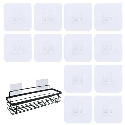JRSHIRLEYLTD Lot de 12 crochets adhésifs de rechange pour étagère de douche, étagère de salle de bain, porte-savon, accessoires de cuisine, sans perçage