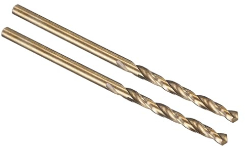 PATIKIL 2.5mm Drill Bit M35 Cobalt 5% High-Speed Steel 2 Pack | Jobber Straight Shank 135° Gold Finish for Stainless Steel Hard Metal