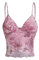 GORGLITTER Crop Tops Damen Sexy Sommer Tops Cami Top Mit Blumen Bauchfreies Oberteil Bralette Corset Top Boho Outfit Y2k Trägertops Partytop Rosa S