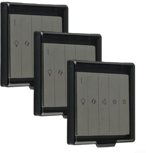 Lot de 3 cache-interrupteurs étanches en plastique pour prises électriques (noir)