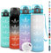 Botella Agua 1 Litro, Botella Agua Gimnasio con Filtro, Fácil de Transportar, Cantimplora Infantil Motivacional con Marca de Tiempo, a Prueba de Fugas, para la Escuela, Deportes, Camping, Oficina