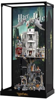 Acrylic Display Case for Lego 76417 Gringotts Harry Potter Wizarding Bank，Dustproof Box, Storage Box, Transparent Box, Display Box Compatible with Lego 76417（Only Case, No Model (Option 2 Painted)