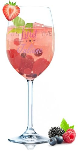 GRAVURZEILE Leonardo Weinglas mit UV-Druck - It's Lillet Time V2 - Personalisiert mit Name - Bedrucktes Weinglas mit Spruch für Lillet Sangria Aperitif & Cocktail Liebhaber zum Geburtstag - Daily UV