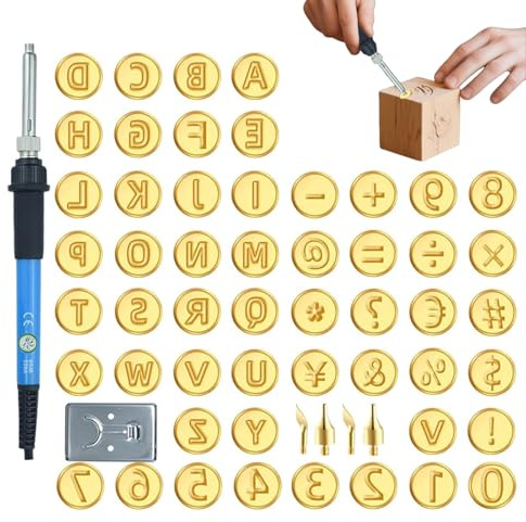 Pyrografie Holzbrenngerät | Holzprägegerät mit Gravurwerkzeug - Verstellbarer Brennstift Mit Vorlagen Buchstaben, Zahlen Und Anfänger Gravur & Prägung