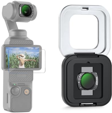 NEEWER Variable ND Filter Compatible with DJI Osmo Pocket 3 / Pocket 4 / Xtra Muse, Magnetic Multicoated ND2-32 Neutral Density Action Camera Lens Filter Accessories with Screen Protector & Case