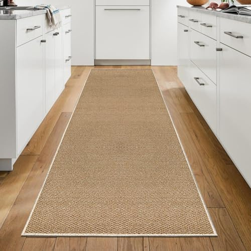 WTHYGB Teppich Läufer Flur, Küchenläufer 80x250cm rutschfest Waschbar | Bettvorleger für Waschküche, Vorzimmer, Schlafzimmer Küche und Wohnzimmer, Carpet einfarbig Braun
