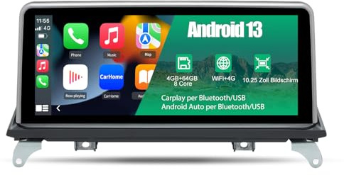 Junsun Android Autoradio für BMW X5 E70 X6 E71 (2007-2009) mit CCC System | 10.25 Zoll Touchscreen Octa Core 4GB+64GB unterstützt das originale Fahrzeugsystem Android Auto Carplay Bluetooth