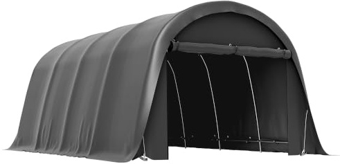 Outsunny Carport Zeltgarage 3x6m mit Abnehmbaren Seitenwänden Dunkelgrau | Wasserdichtes Lagerzelt, Großer Rolltor, Bogendach, UPF50+, Winterfest Garagenzelt, UV-beständig, Unterstand für Auto SUV