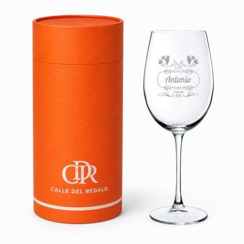 CALLE DEL REGALO Copa de vino personalizada | Copa de vino de cristal de 58 cl (COSECHA, Copa con estuche)