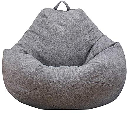 Anemoner Classic Bean Bag Sofa Cover, Lazy Lounger Bean Bag Storage Chair Cover without Filling, Solid Color Simple Design Outdoor and Indoor for Adults Kids (Grey, 100x120CM)