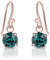 DTPsilver® Pendientes de Colores - Pendientes Pequeños Plata de Ley 925 Chapados Oro Rosa con Cristal Swarovski® 6 mm - Pendientes Colgantes Oro Rosa - Pendientes Esmeralda