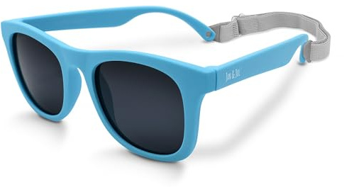 Jan & Jul Gafas de sol para bebé con correa ajustable, montura irrompible (S: 6 meses -2 años, Cielo azul)
