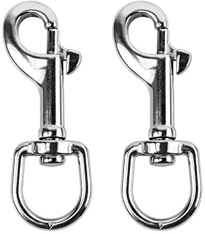 QWORK® Lot de 2 mousquetons à gâchette en Acier Inoxydable avec articulations pivotantes pour laisses de Chien, Porte-clés