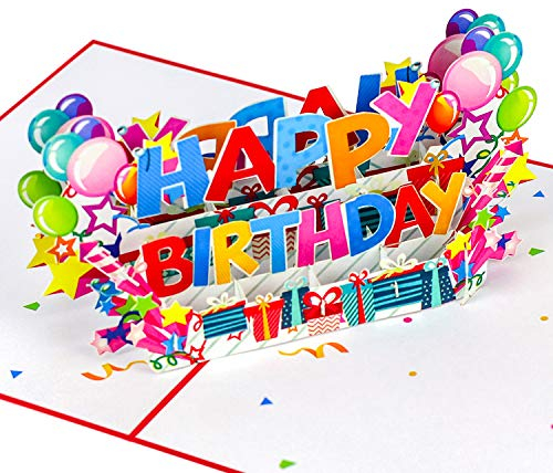 Favour Pop Up® - BLACK FRIDAY - 3D Glückwunschkarte zum Geburtstag in 3D, ein farbenfrohes „Happy Birthday“, das garantiert Freude bereitet, Format 12x17cm TBX125