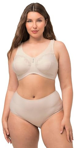 Ulla Popken Women's Relief Bra, Cup C-g, Half Yarn, Pearl White, 52G